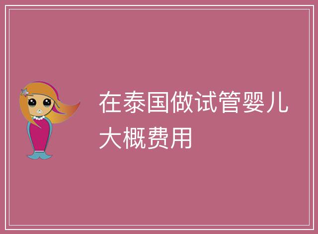 在泰國做試管嬰兒大概費用